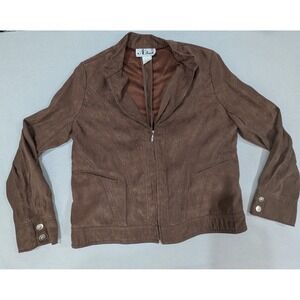 N Touch Faux Suede Jacket Womens 10 Brown Excellent Full Zip Lightweight 898F